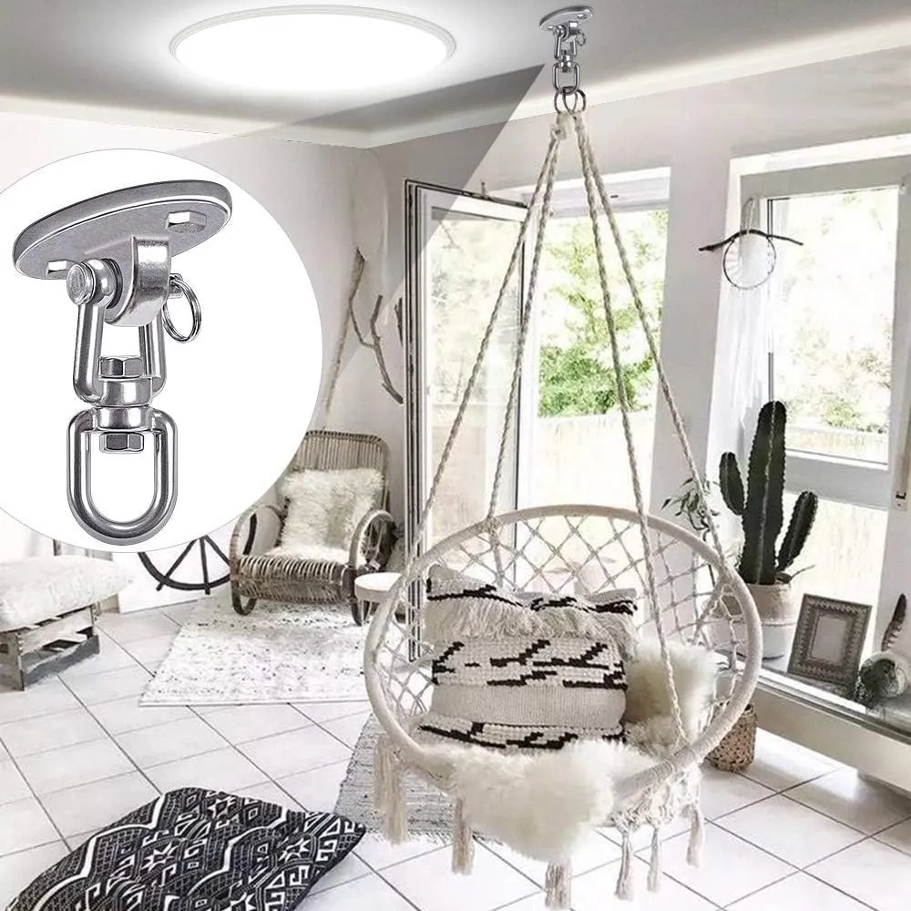 SELEWARE Ceiling Swing Mount Stainless Steel Swing Hangers Free Swivel Swing Hooks for Yoga Swing Indoor Outdoor Swing Set Porch Swing Chair Punching Heavy Bag 2000 lbs Capacity Each 2 Pack
