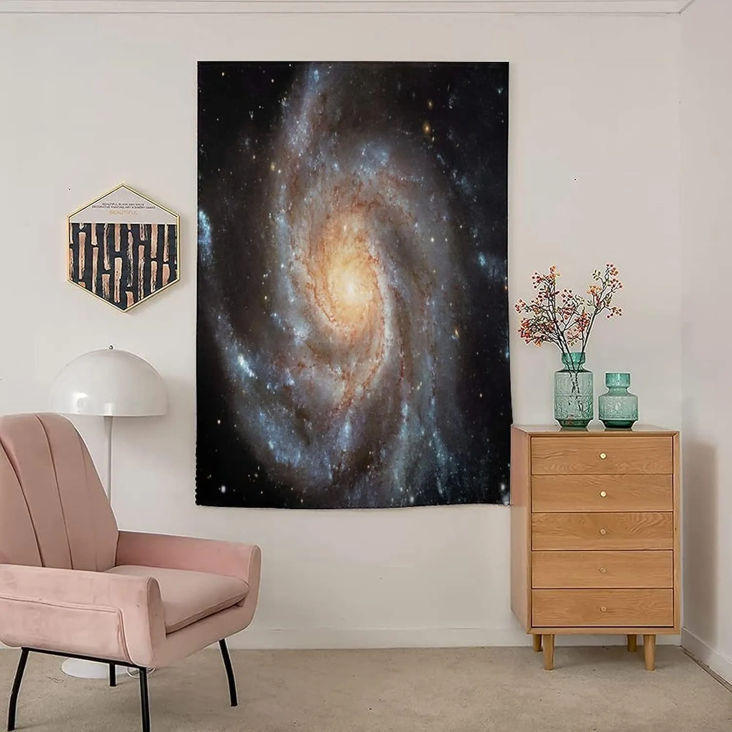 Self Adhesive Portable Blackout Curtains, Galaxy Room Darkening Curtains, Stars in Galaxy Spiral Planet Outer Space Nebula Astronomy Print Temporary Blackout Blinds,47W x54L Inches, for Bathroom