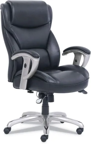 SertaPedic Emerson Big and Tall Task Chair, Supports Up to 400 Lb, 19.5" to 22.5" Seat Height, Black Seat/Back, Silver Base