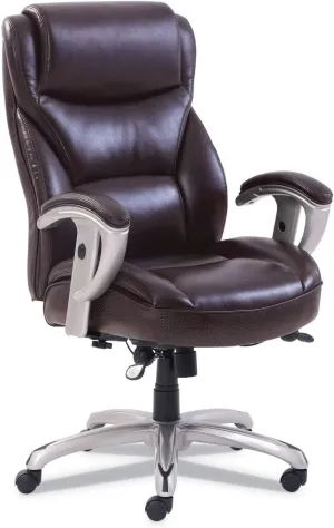 SertaPedic Emerson Big and Tall Task Chair, Supports Up to 400 Lb, 19.5" to 22.5" Seat Height, Brown Seat/Back, Silver Base