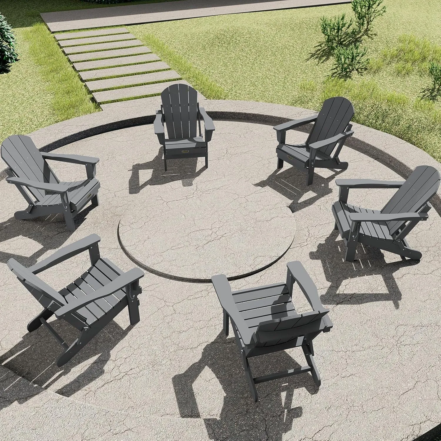SERWALL Adirondack Chair for Patio Garden Outdoors Fire Pit- (Folding Gray)