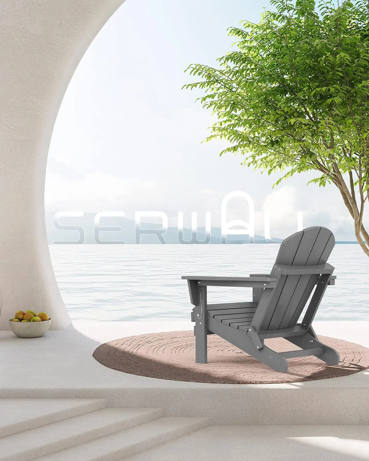 SERWALL Adirondack Chair for Patio Garden Outdoors Fire Pit- (Folding Gray)