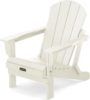 SERWALL Folding Adirondack Chair - HIPS Adirondack Chairs Outdoor Chairs Weather Resistant- White