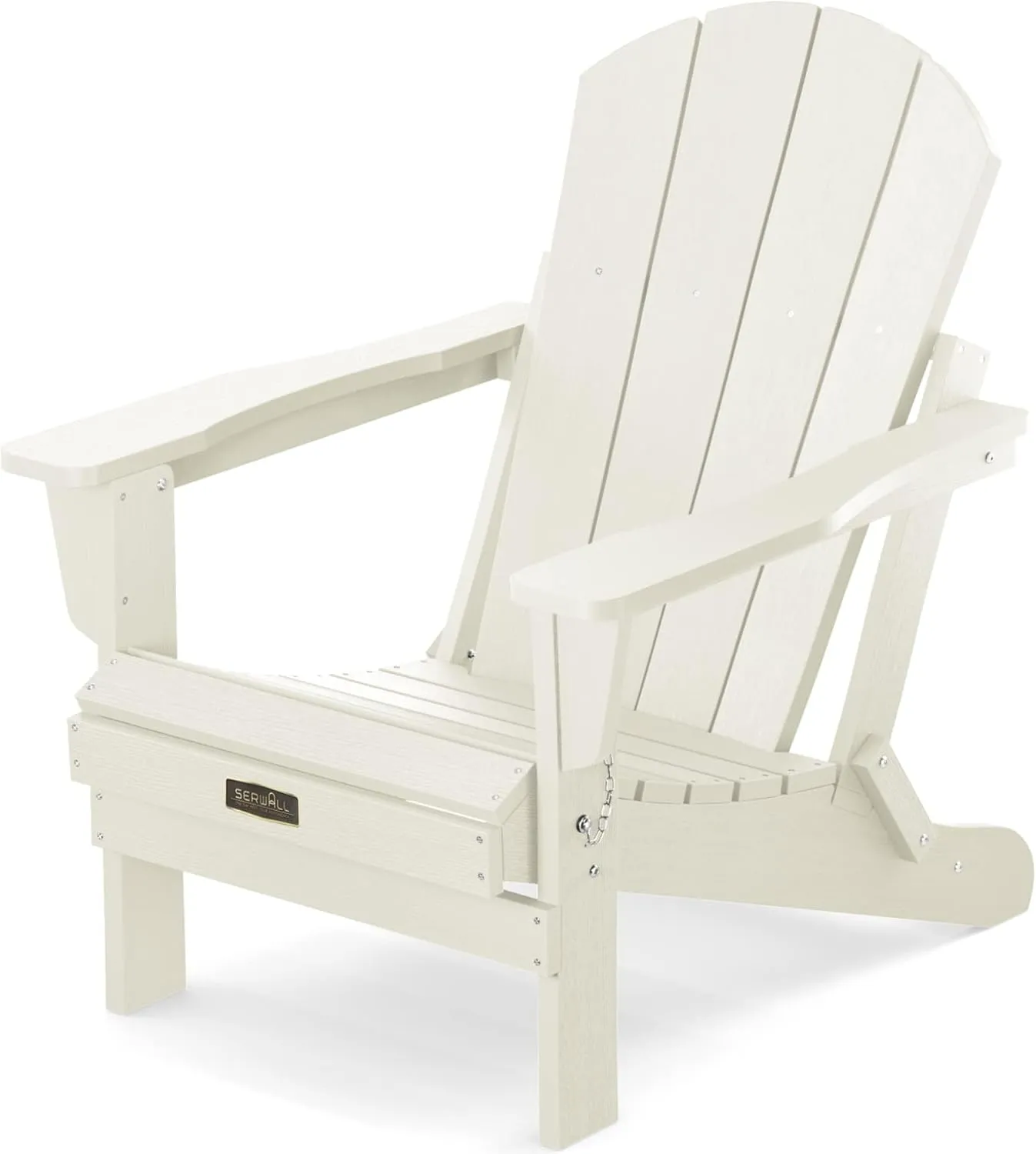 SERWALL Folding Adirondack Chair - HIPS Adirondack Chairs Outdoor Chairs Weather Resistant- White