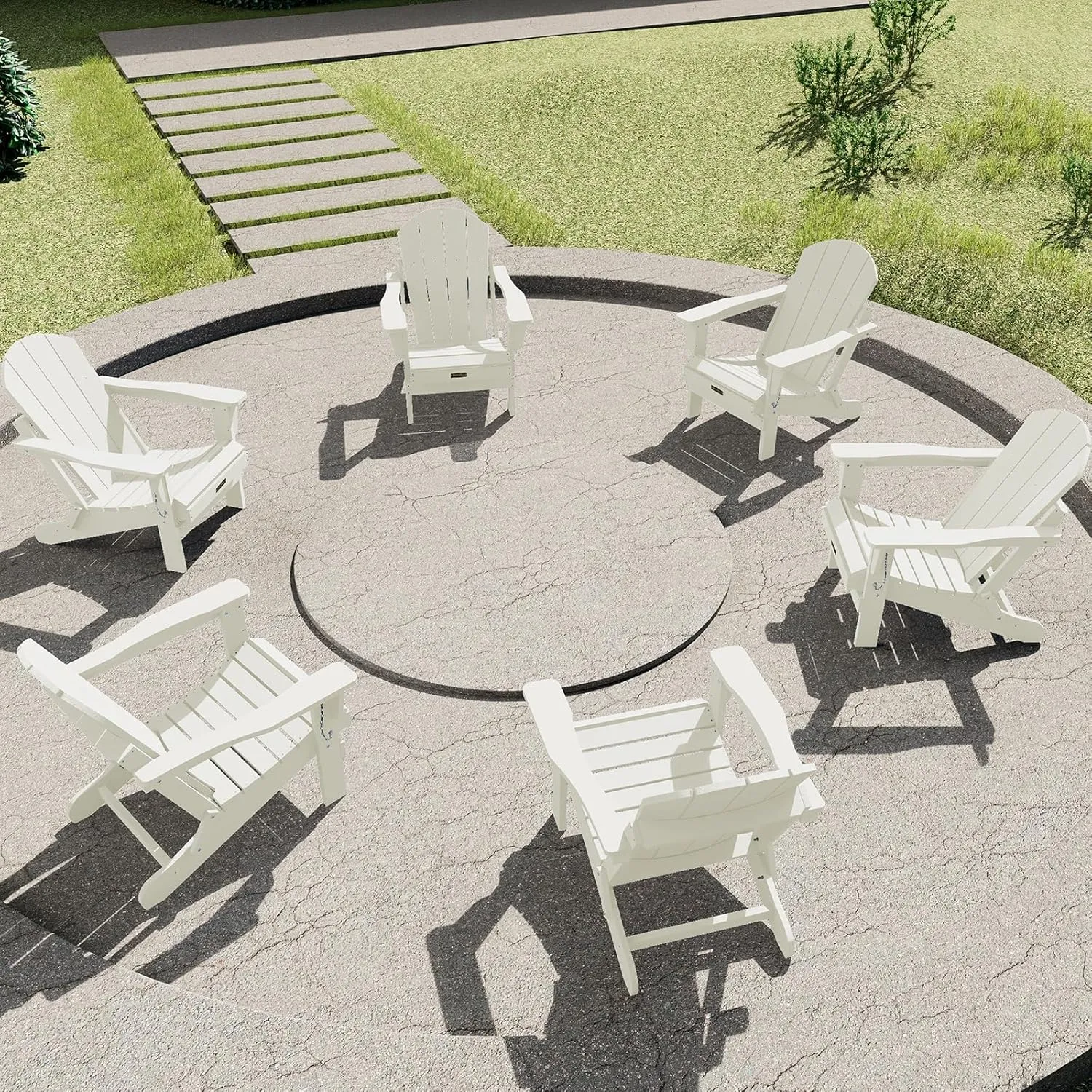 SERWALL Folding Adirondack Chair - HIPS Adirondack Chairs Outdoor Chairs Weather Resistant- White