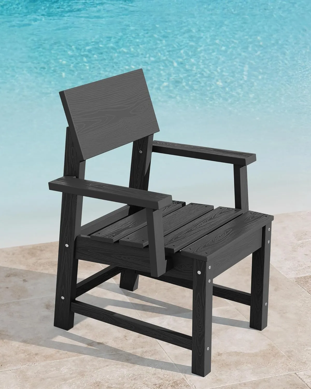 SERWALL HDPE Outdoor Dining Set, Square Table and Chairs Set All Weather Patio Dining Set, 5-Piece Patio Dining Furniture for Deck, Garden, Backyard, Black