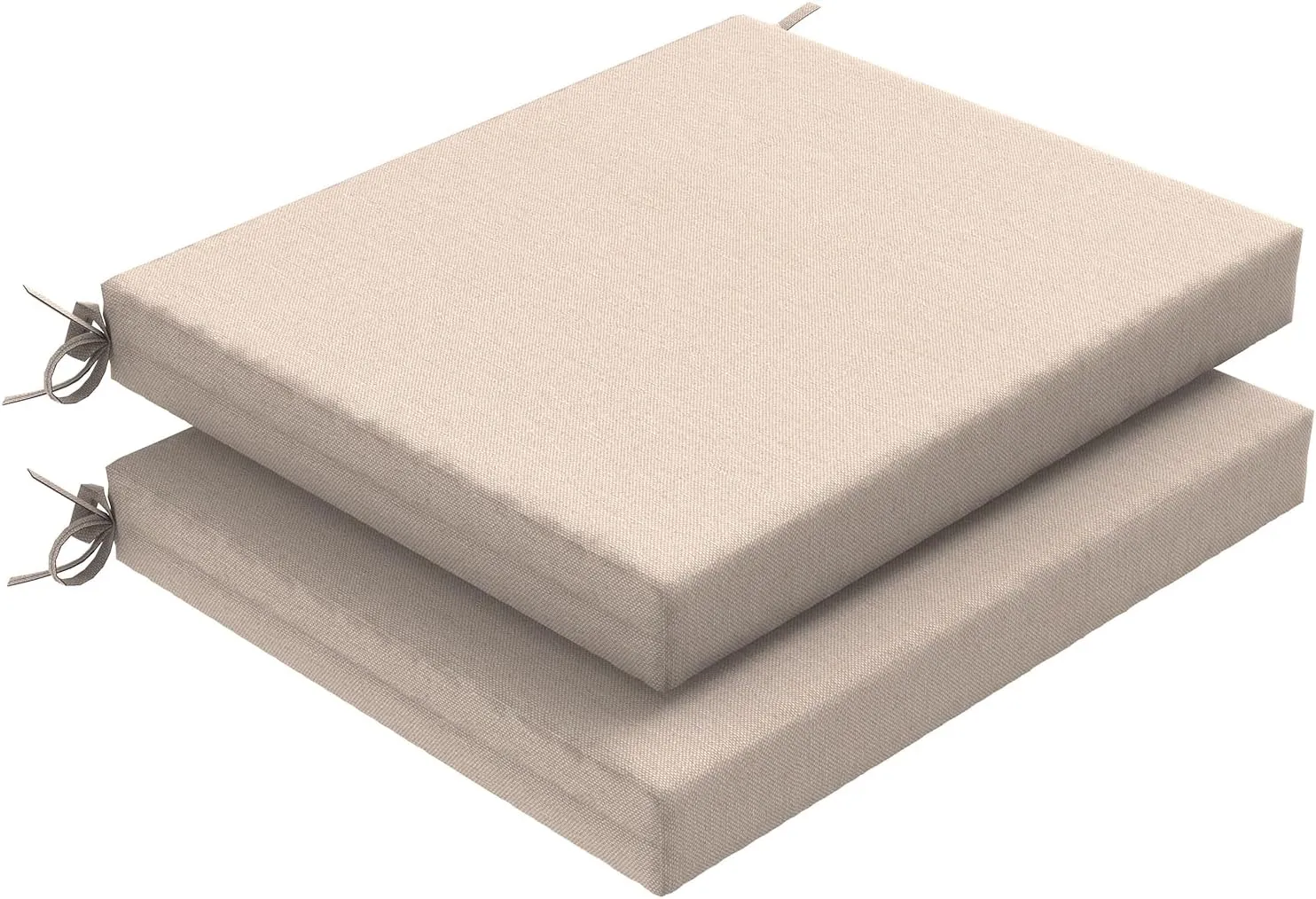 Set of 2 Outdoor Square Chair Cushions 18.5"x16"x2" for Patio, Water Resistant Patio Dining Seat Pads Replacement for Kitchen Garden and Outdoor Furniture Decoration - Beige