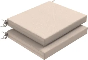 Set of 2 Outdoor Square Chair Cushions 18.5"x16"x2" for Patio, Water Resistant Patio Dining Seat Pads Replacement for Kitchen Garden and Outdoor Furniture Decoration - Beige