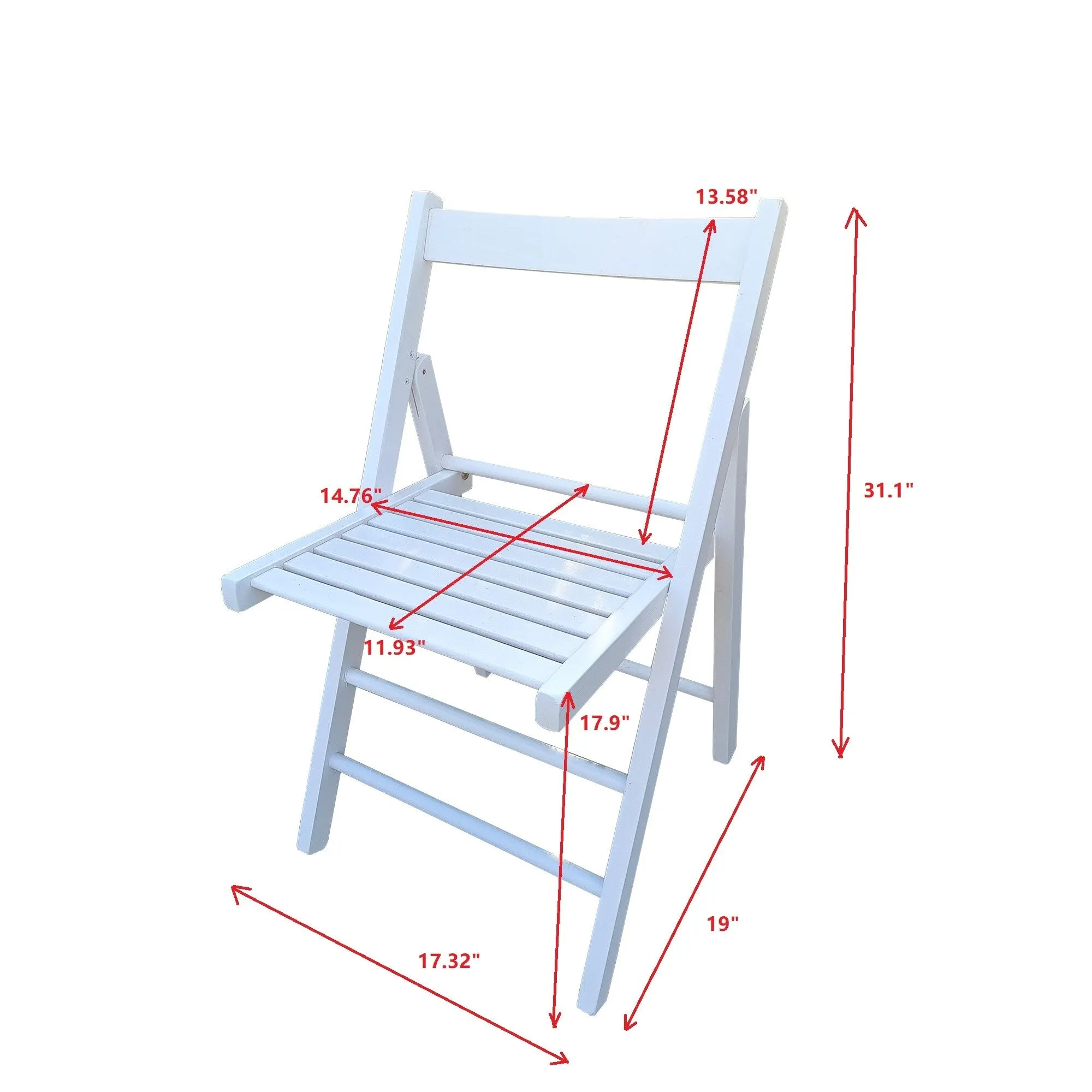 Set of 2 Solid Wood Folding Chairs with Slatted Seat, Open Back, Fully Assembled for Indoor & Outdoor Use