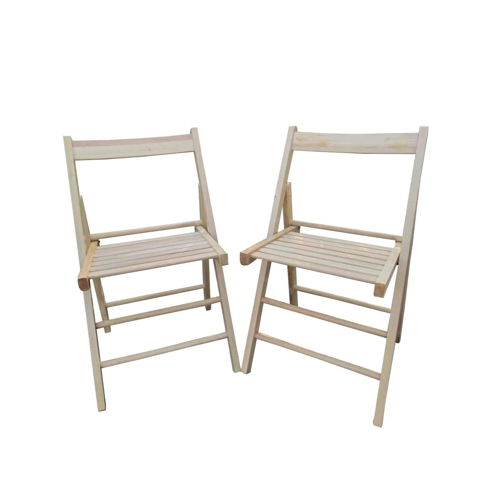 Set of 2 Solid Wood Folding Chairs with Slatted Seat, Open Back, Fully Assembled for Indoor & Outdoor Use
