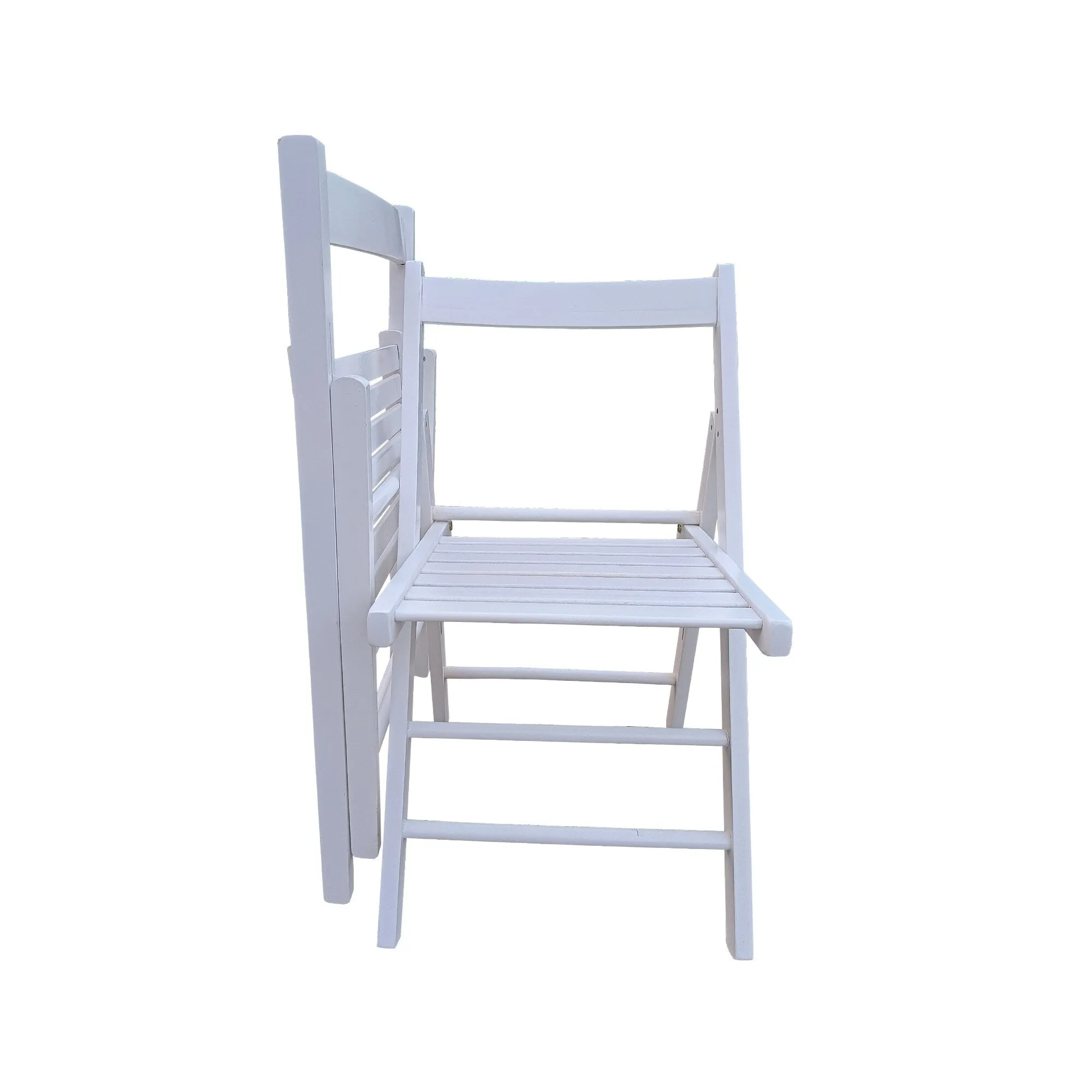Set of 2 Solid Wood Folding Chairs with Slatted Seat, Open Back, Fully Assembled for Indoor & Outdoor Use