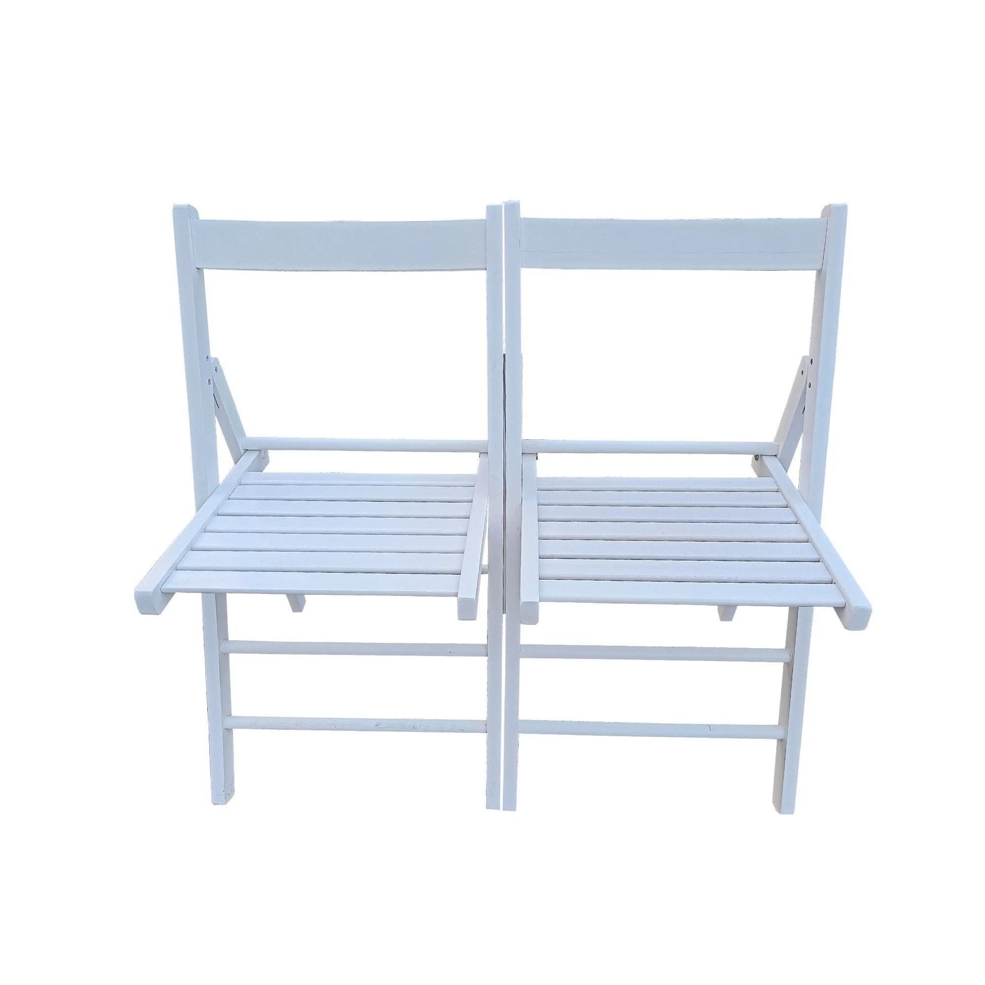 Set of 2 Solid Wood Folding Chairs with Slatted Seat, Open Back, Fully Assembled for Indoor & Outdoor Use