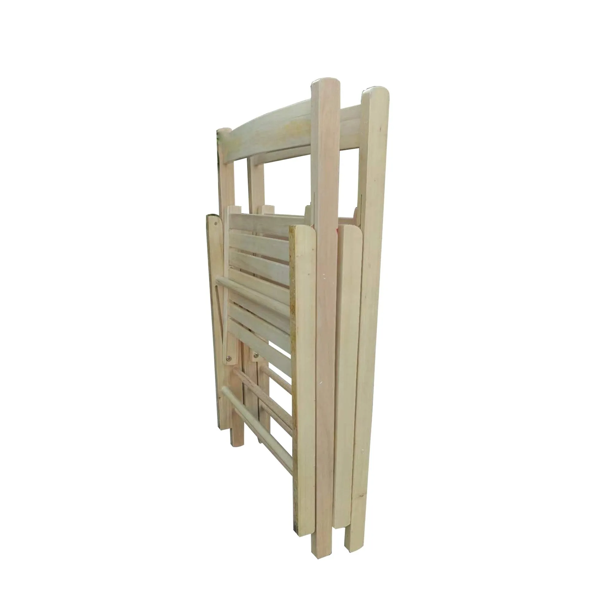 Set of 2 Solid Wood Folding Chairs with Slatted Seat, Open Back, Fully Assembled for Indoor & Outdoor Use