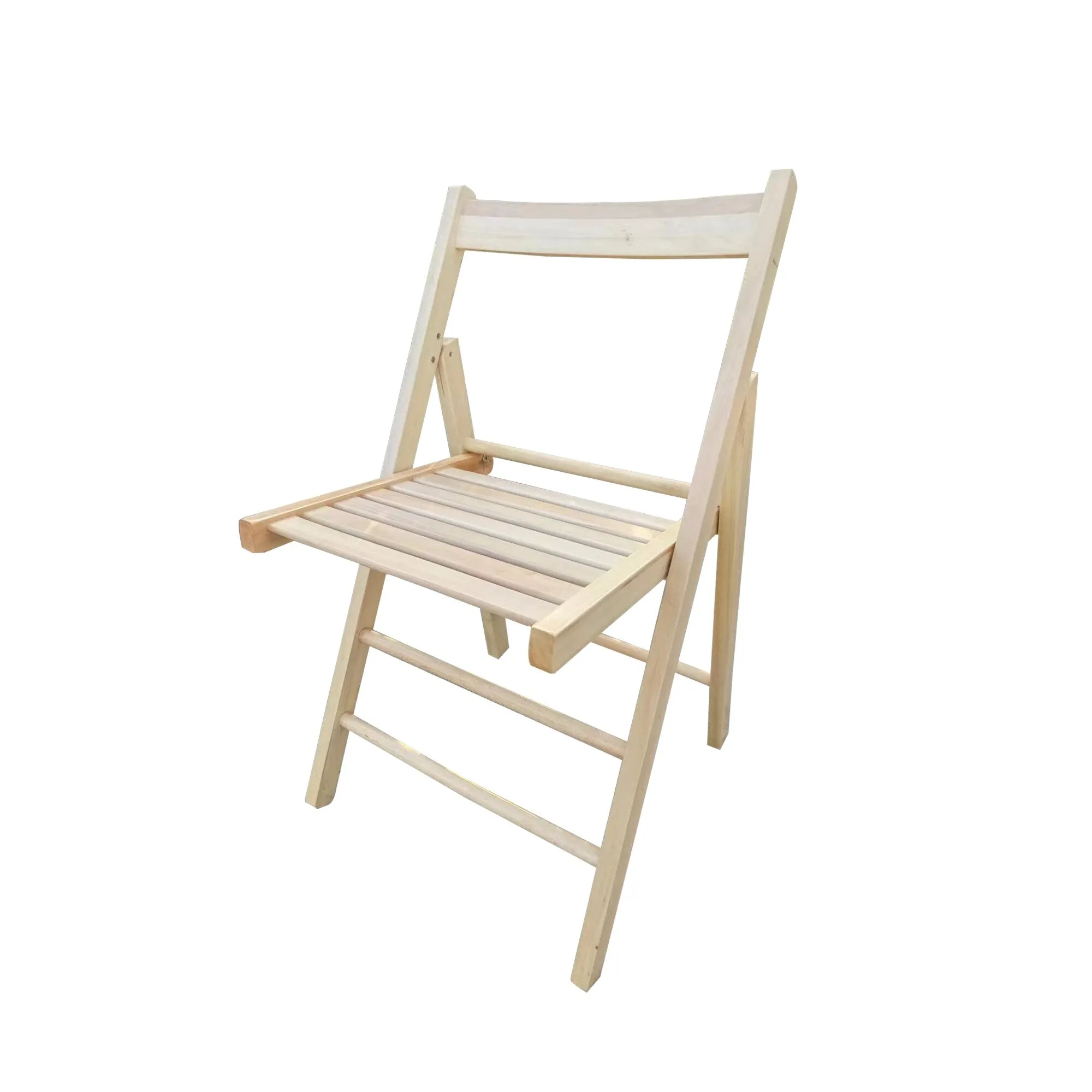 Set of 2 Solid Wood Folding Chairs with Slatted Seat, Open Back, Fully Assembled for Indoor & Outdoor Use