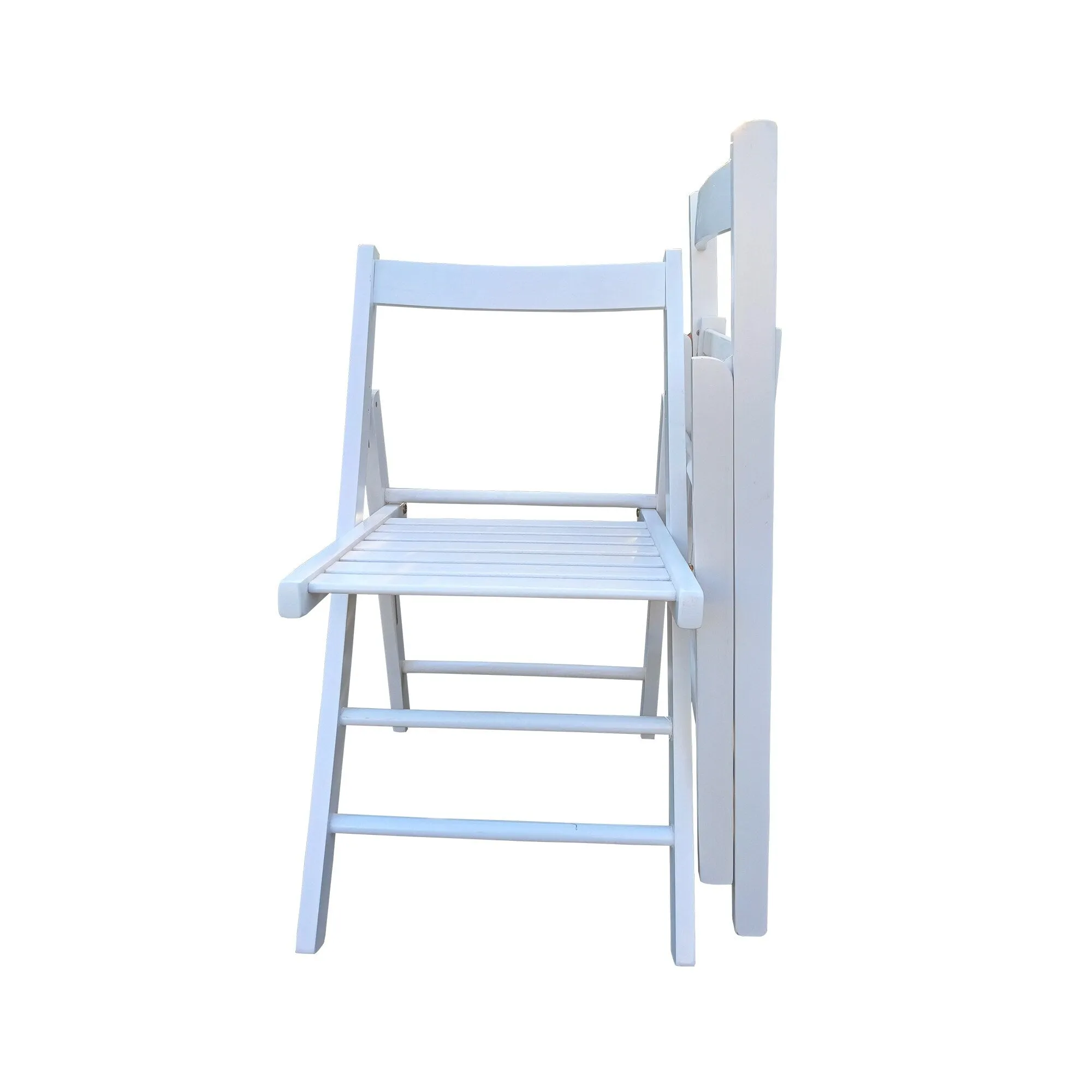 Set of 2 Solid Wood Folding Chairs with Slatted Seat, Open Back, Fully Assembled for Indoor & Outdoor Use