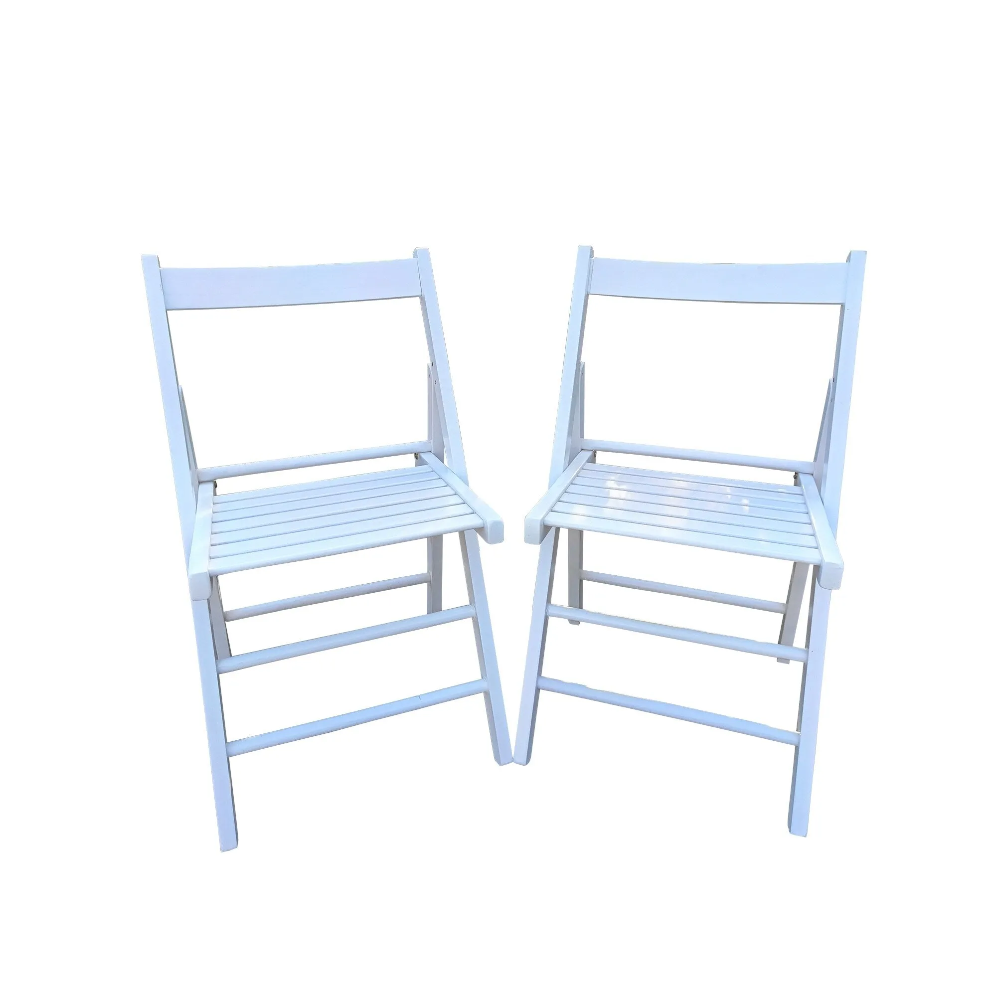 Set of 2 Solid Wood Folding Chairs with Slatted Seat, Open Back, Fully Assembled for Indoor & Outdoor Use