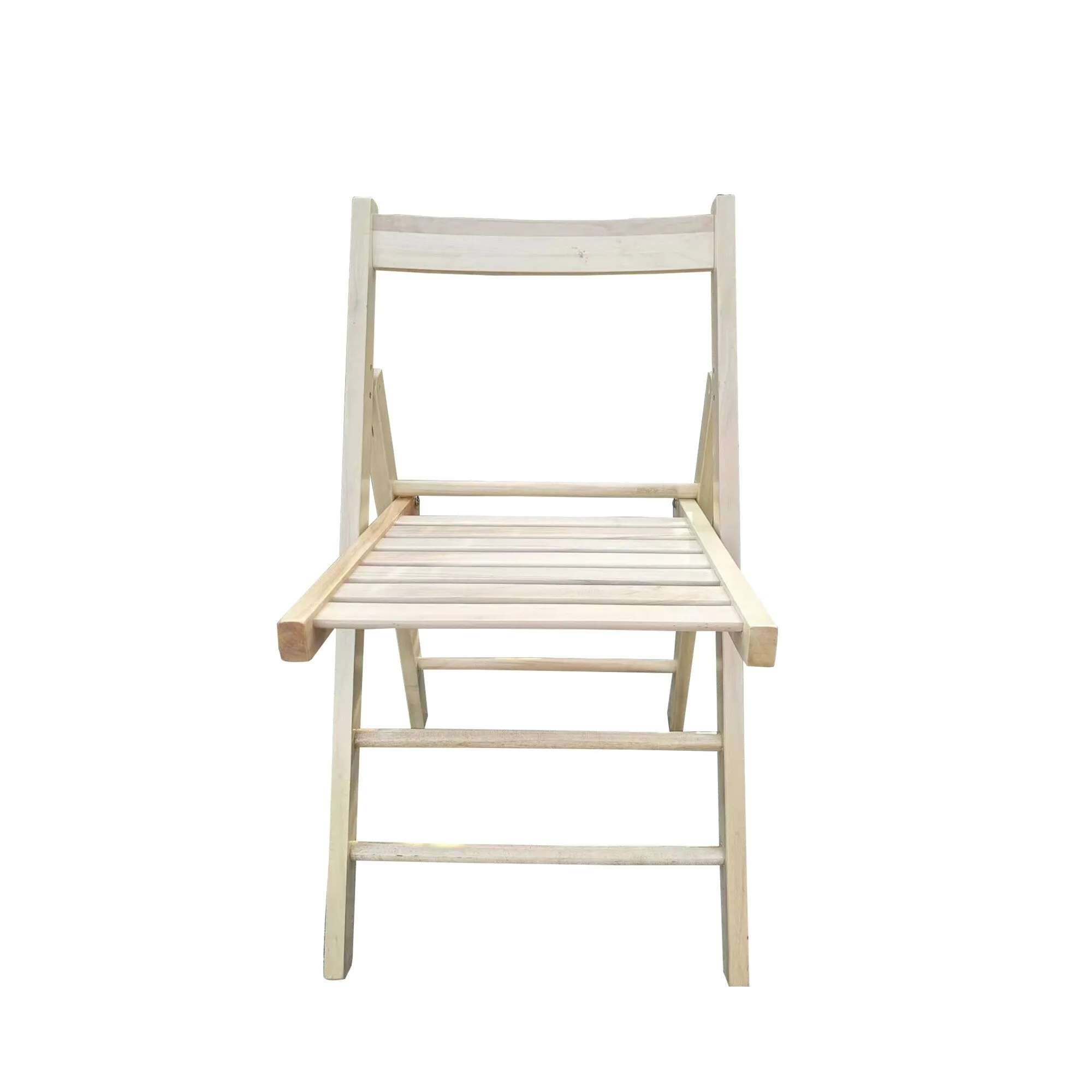 Set of 2 Solid Wood Folding Chairs with Slatted Seat, Open Back, Fully Assembled for Indoor & Outdoor Use