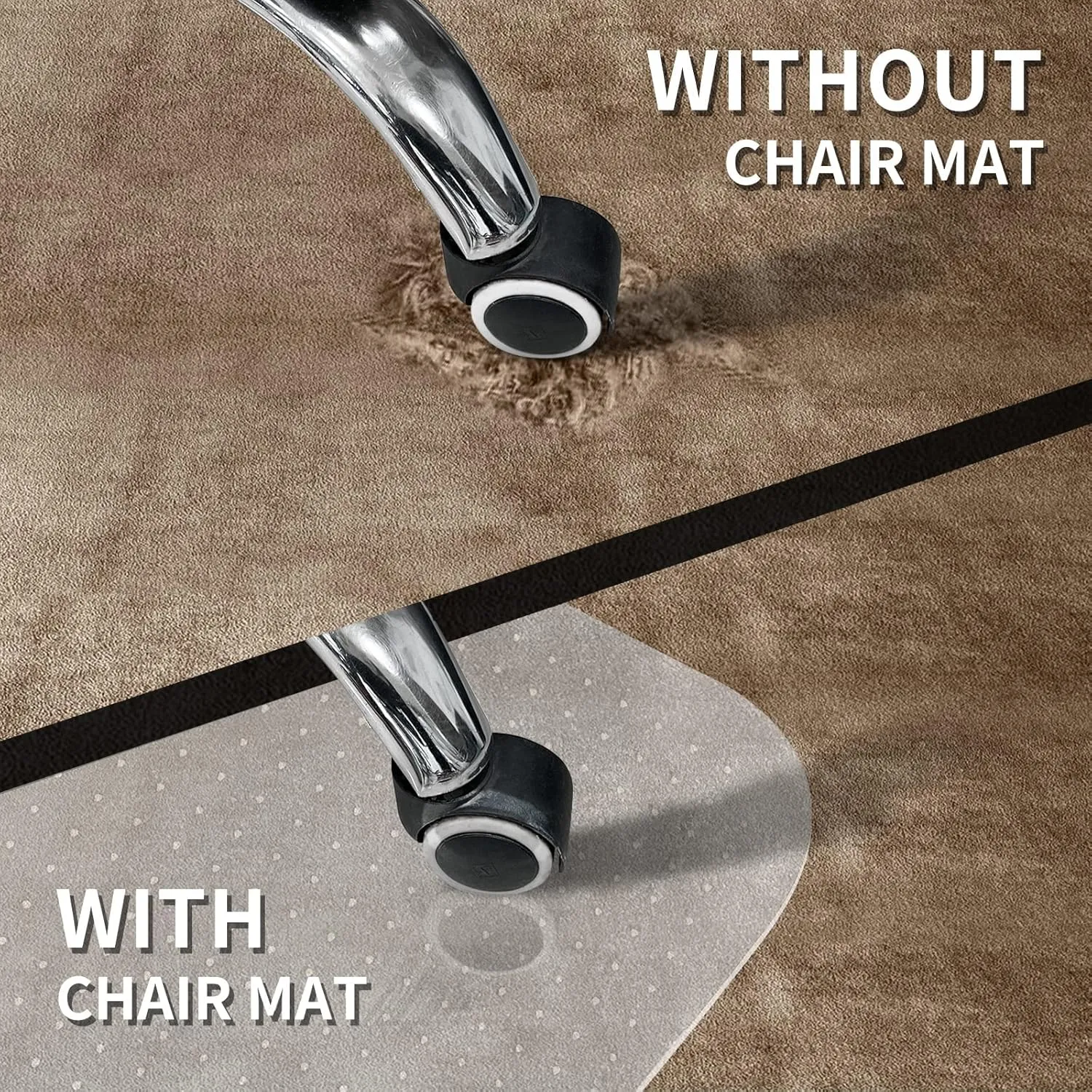 SHAREWIN Chair Mat for Carpeted Floor with Lip,47''×36'' PVC Carpet Protector for Low Pile Carpets Heavy Duty Effective Grip Anti-Slip,Won't Crack,Easy to Clean for Office and Home