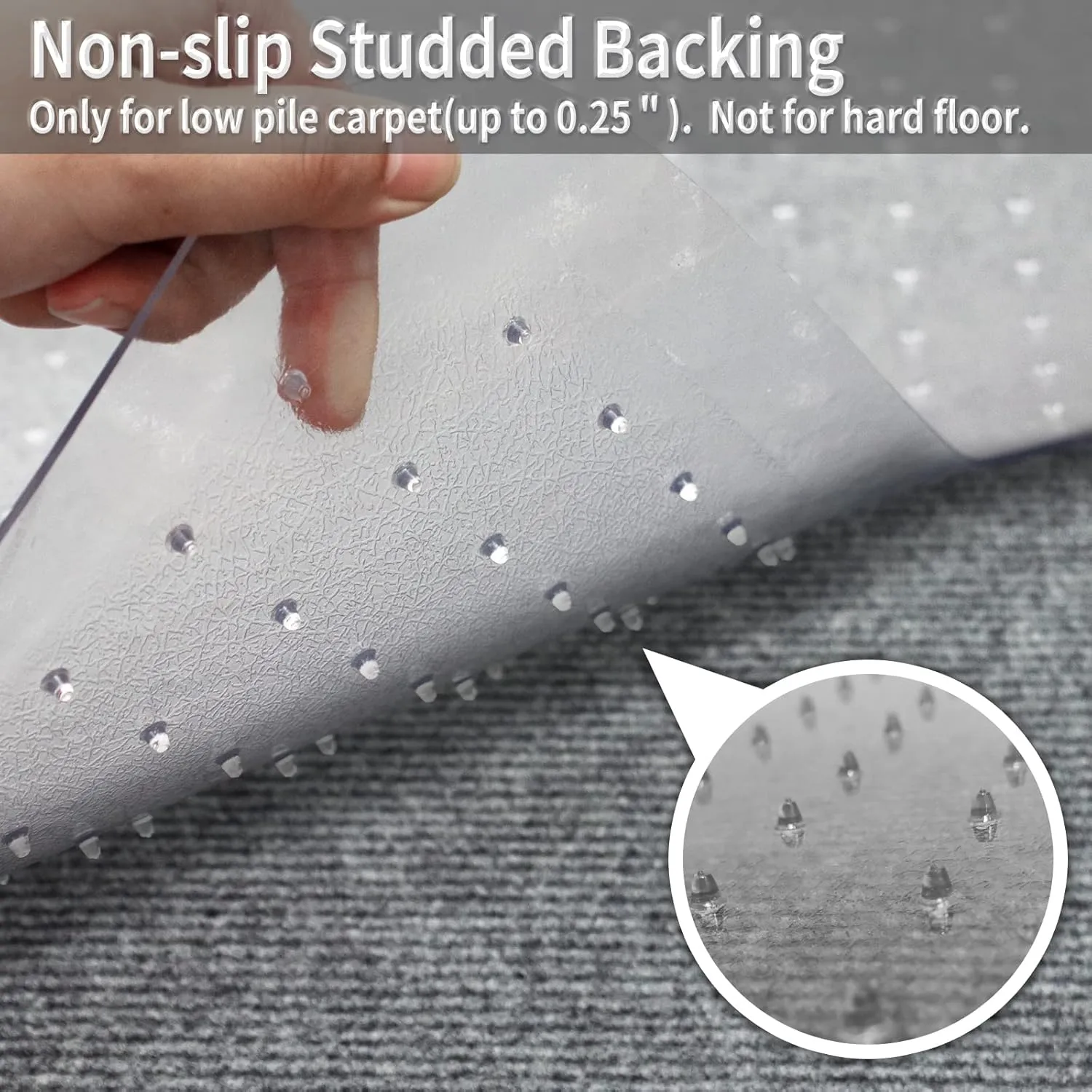 SHAREWIN Chair Mat for Carpeted Floor with Lip,47''×36'' PVC Carpet Protector for Low Pile Carpets Heavy Duty Effective Grip Anti-Slip,Won't Crack,Easy to Clean for Office and Home