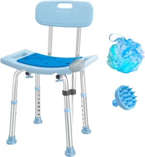 Shower Chair with Back for Elderly Seniors,Shower Stools and Benches for Adults,Bath Chair Shower Benches for The Disabled,Shower Seats,Blue Tub Chair