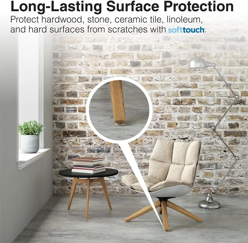 SoftTouch 1 1/2" Round Heavy-Duty Self-Stick Felt Furniture Pads - Protect Surfaces from Scratches & Damage, Beige (24 Pack)