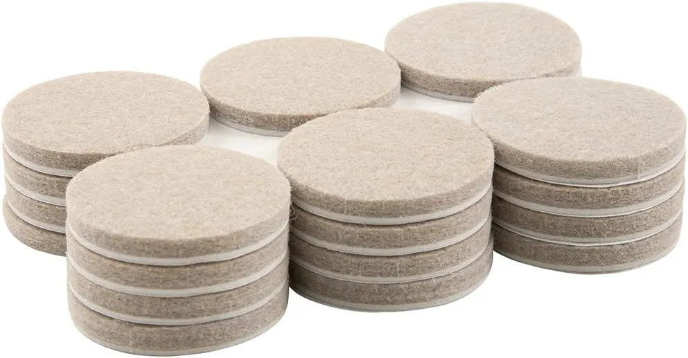 SoftTouch 1 1/2" Round Heavy-Duty Self-Stick Felt Furniture Pads - Protect Surfaces from Scratches & Damage, Beige (24 Pack)