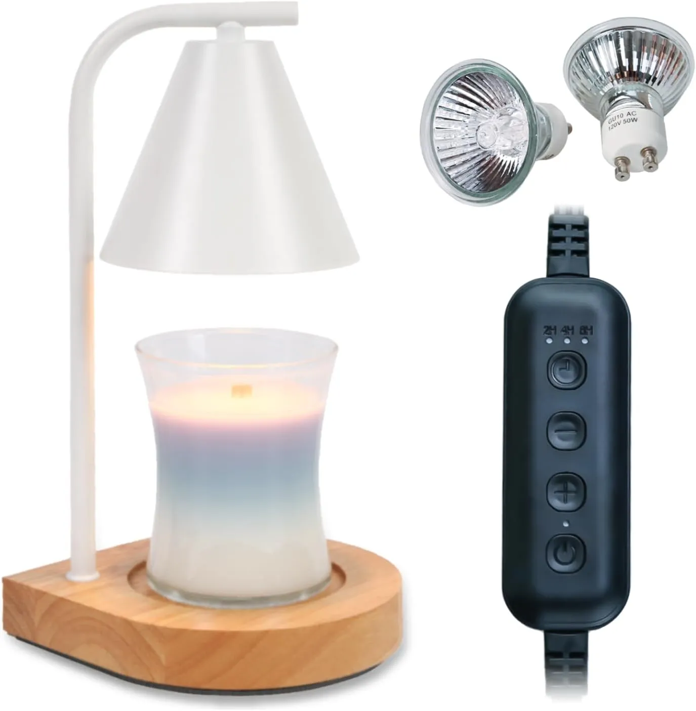 SOKCVSEA Candle Warmer Lamp - Candle Warmer with Timer, Birthday Gifts for Women Mom Gifts, House Warming Gifts New Home Decor, Wax Melt with 2 Bulb White 02