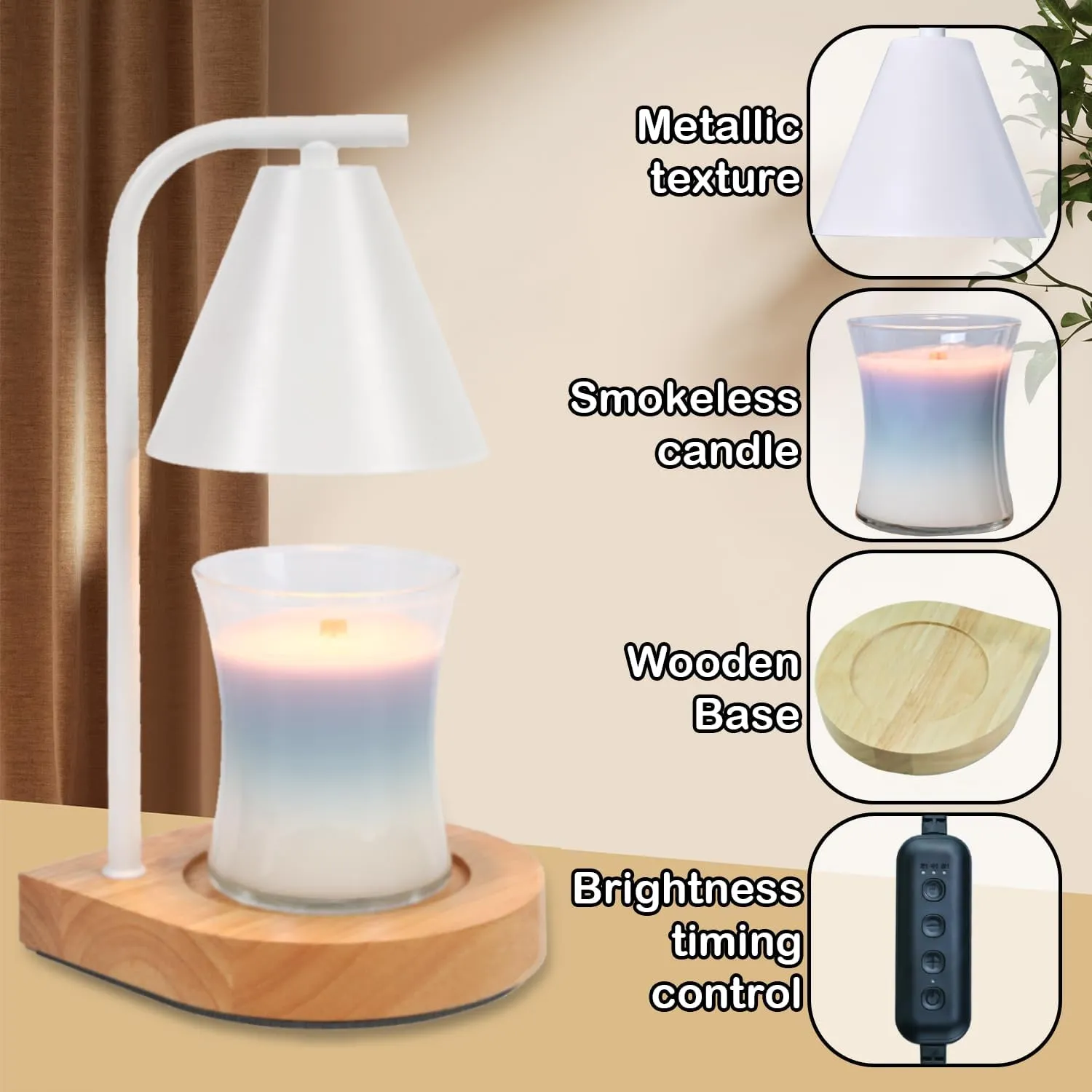 SOKCVSEA Candle Warmer Lamp - Candle Warmer with Timer, Birthday Gifts for Women Mom Gifts, House Warming Gifts New Home Decor, Wax Melt with 2 Bulb White 02
