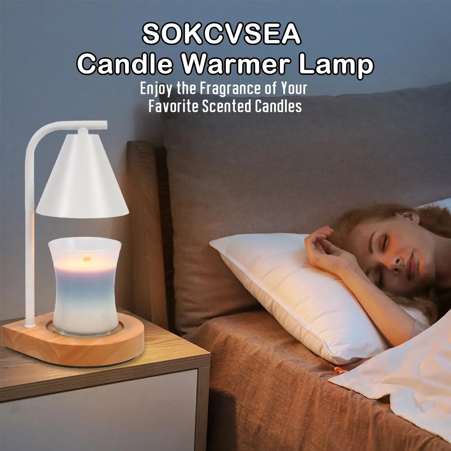 SOKCVSEA Candle Warmer Lamp - Candle Warmer with Timer, Birthday Gifts for Women Mom Gifts, House Warming Gifts New Home Decor, Wax Melt with 2 Bulb White 02