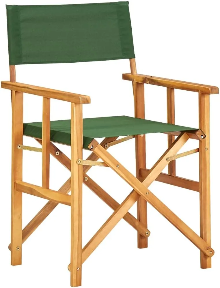 Solid Acacia Wood Folding Director's Chairs 2 Pack Green Natural Outdoor Furniture for Camping Beach Patio