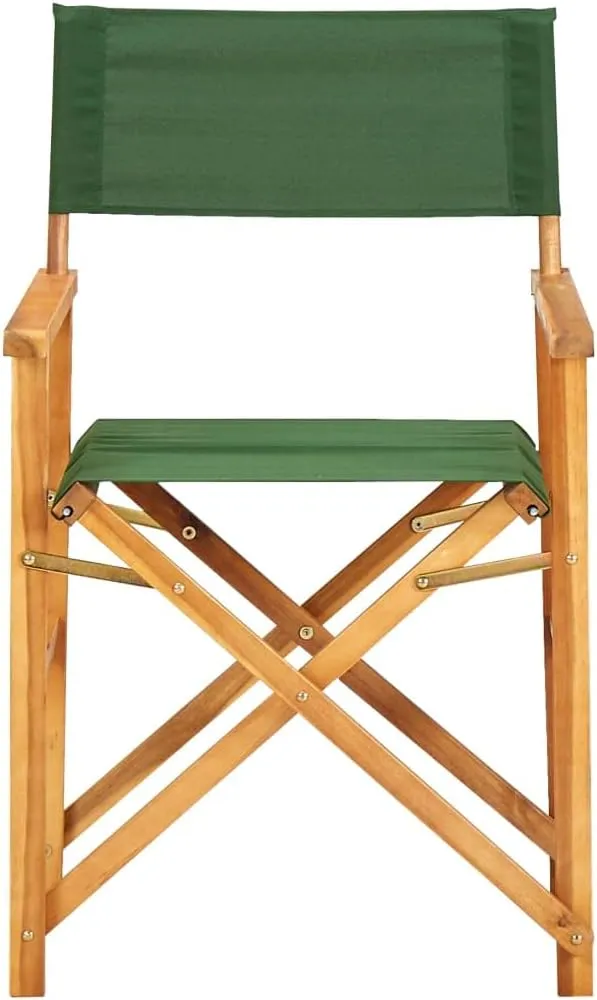 Solid Acacia Wood Folding Director's Chairs 2 Pack Green Natural Outdoor Furniture for Camping Beach Patio