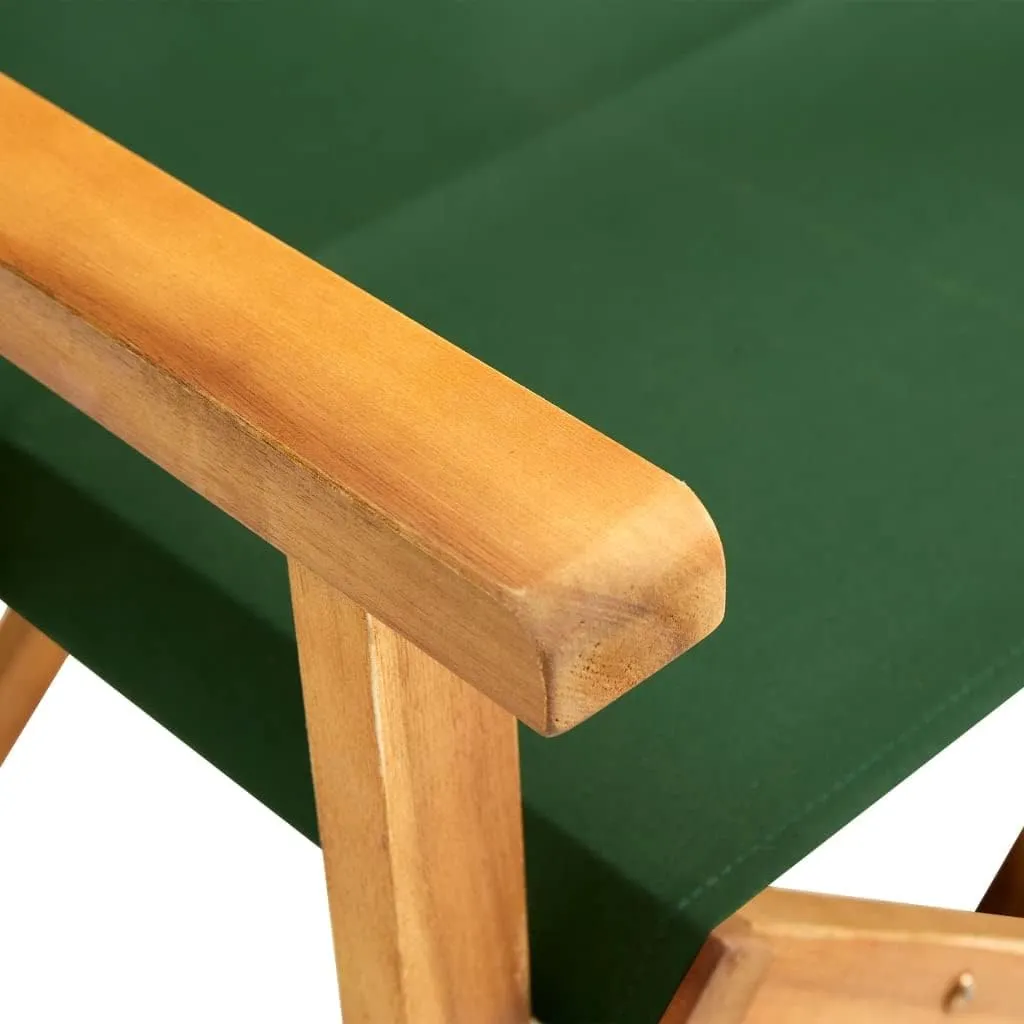 Solid Acacia Wood Folding Director's Chairs 2 Pack Green Natural Outdoor Furniture for Camping Beach Patio