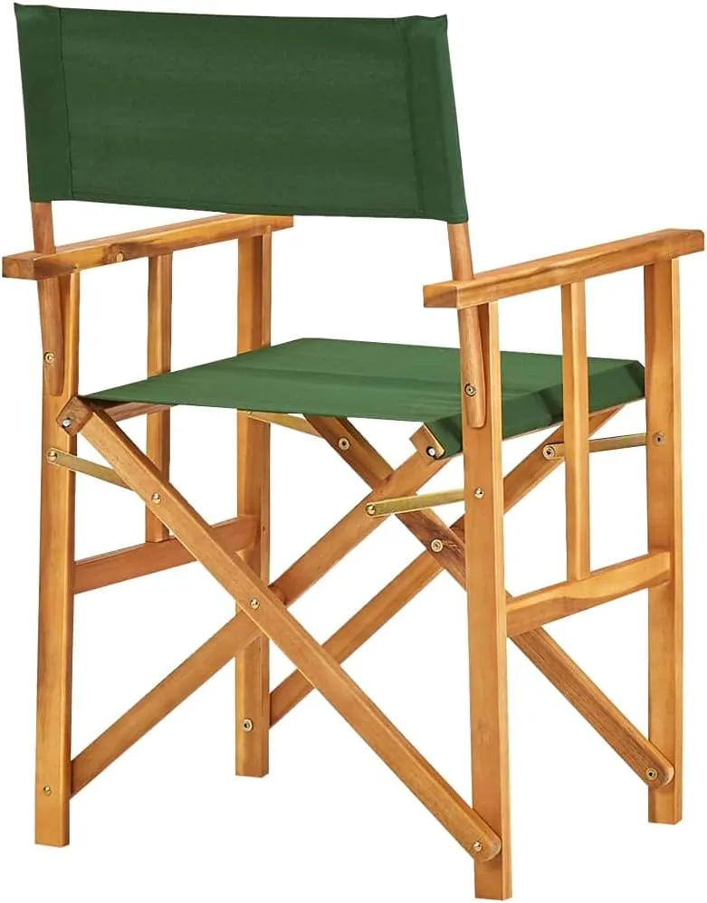 Solid Acacia Wood Folding Director's Chairs 2 Pack Green Natural Outdoor Furniture for Camping Beach Patio