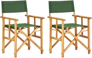 Solid Acacia Wood Folding Director's Chairs 2 Pack Green Natural Outdoor Furniture for Camping Beach Patio