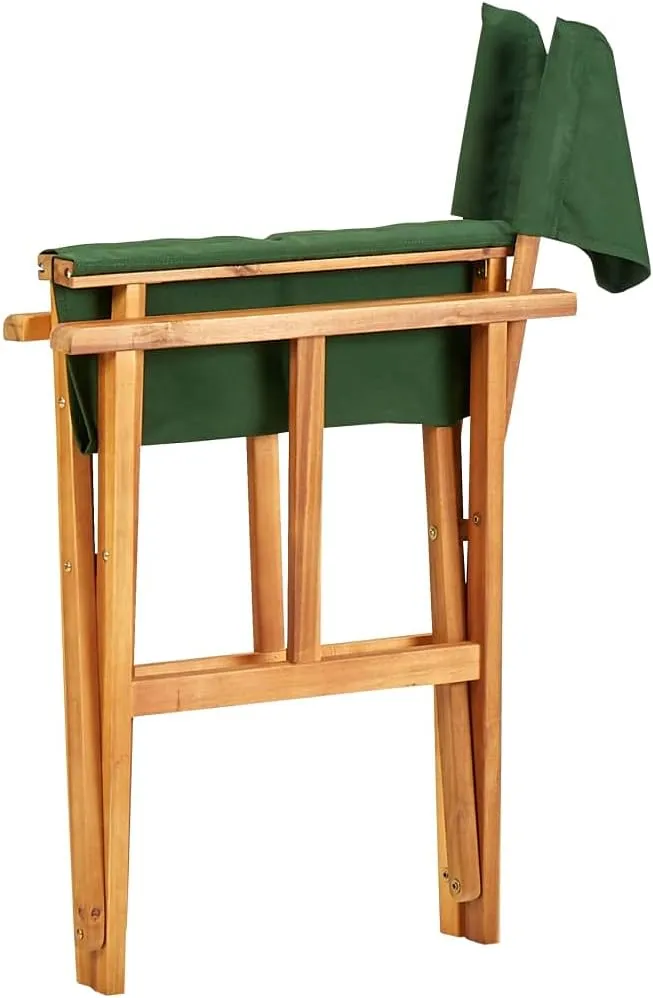 Solid Acacia Wood Folding Director's Chairs 2 Pack Green Natural Outdoor Furniture for Camping Beach Patio