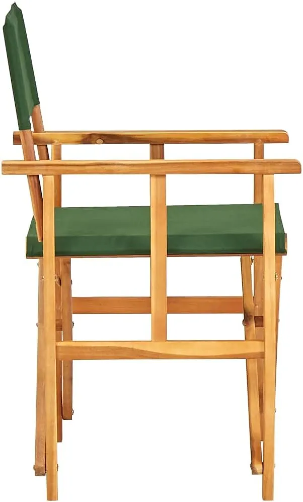 Solid Acacia Wood Folding Director's Chairs 2 Pack Green Natural Outdoor Furniture for Camping Beach Patio