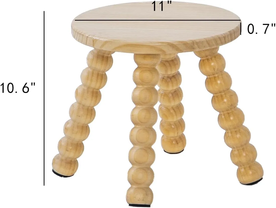 Solid Wooden Step Stool for Kids Adults, 10 inch Short Chair Perfect Matched Sensory Table, Sturdy and Versatile Foot Stool for Bathroom, Kitchen, Bedroom, Plant Stand Natural (1, Burlywood)