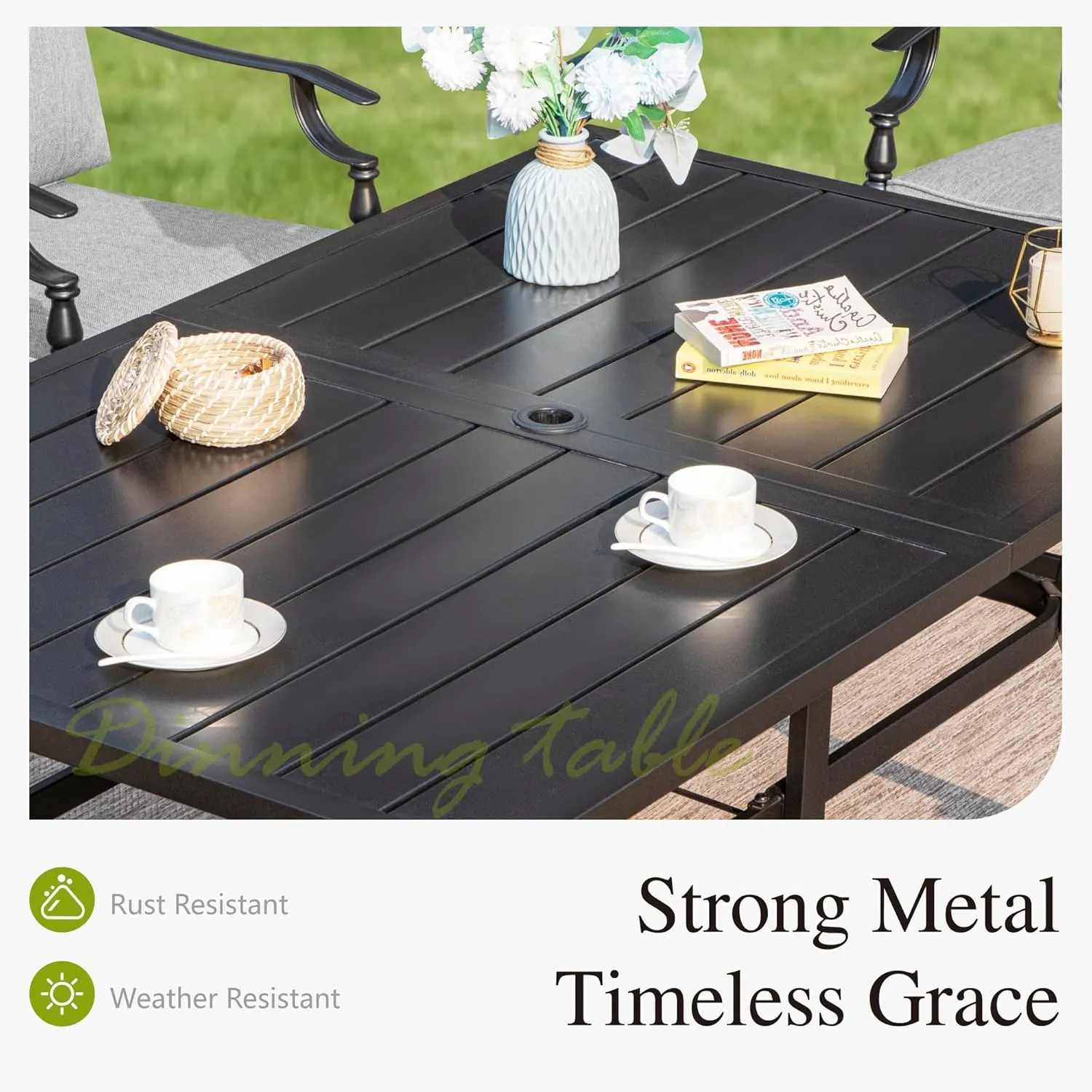 Sophia & William 7 Piece Outdoor Patio Dining Set, Patio Table and Chairs Set for 6, Fixed and Swivel Patio Chairs with Cushions and Rectangular Table, Outdoor Dining Set for Backyard, Poolside