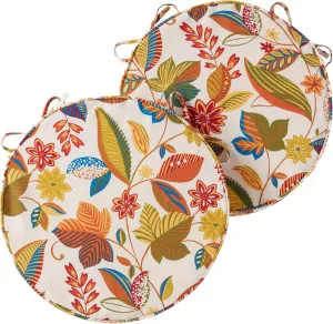 South Pine Porch 18" Round Outdoor Reversible Dining Seat Cushion (2-Pack), Esprit Floral 2 Count