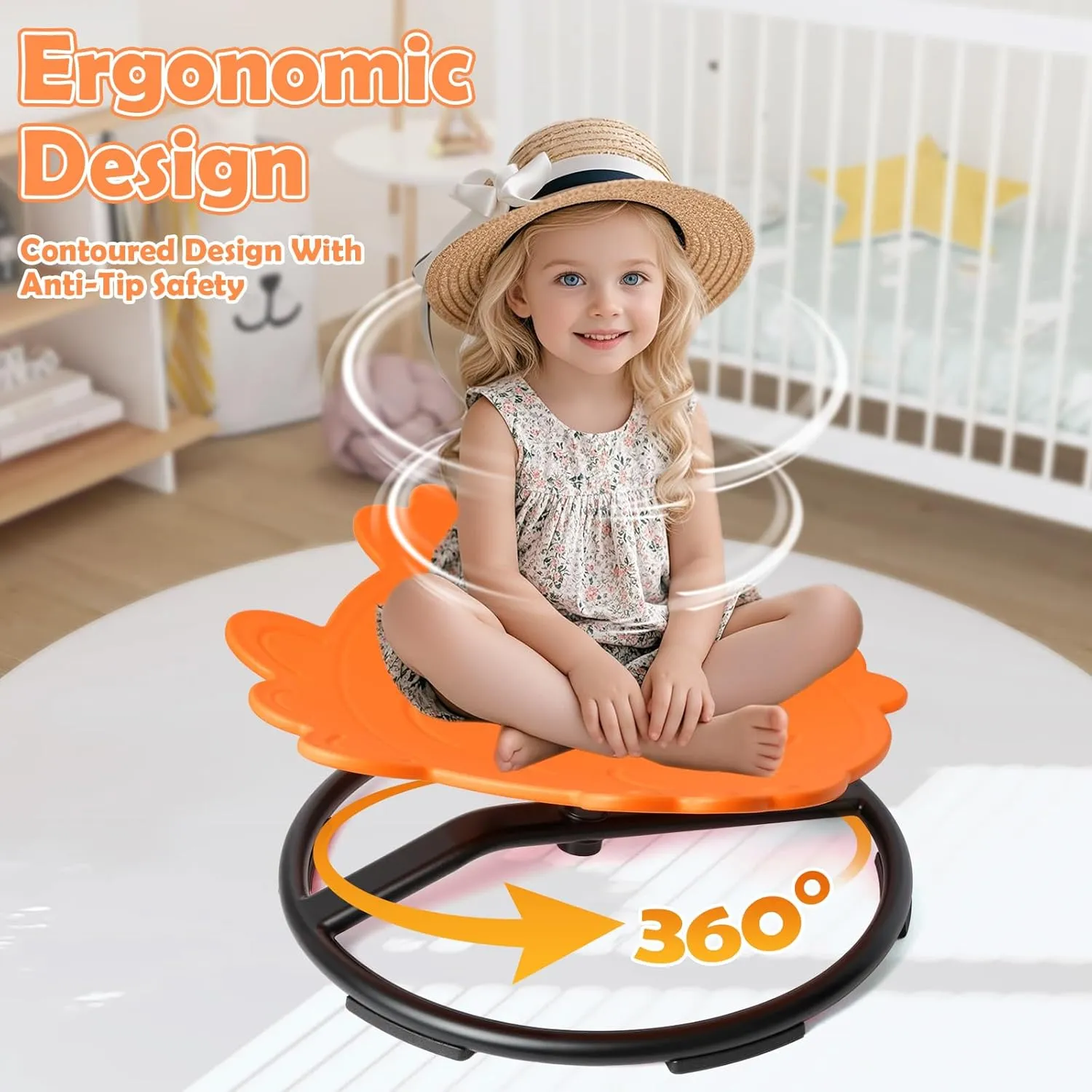 Spinning Chair for Kids, Sensory Integration Training Swivel Chair for Children with Autism & ADHD, for Balance & Body Coordination Training, Orange Fish