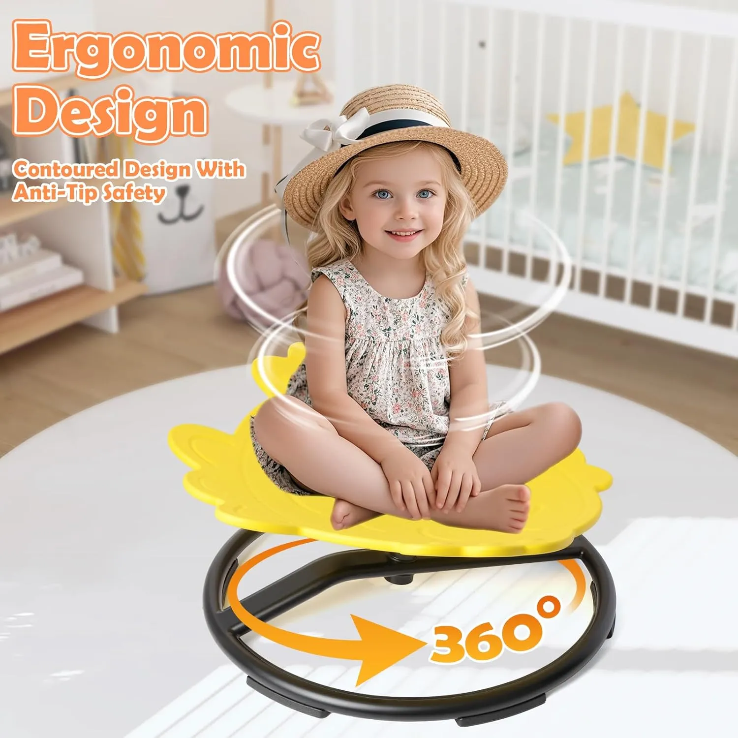 Spinning Chair for Kids, Sensory Integration Training Swivel Chair for Children with Autism & ADHD, for Balance & Body Coordination Training, Yellow Fish