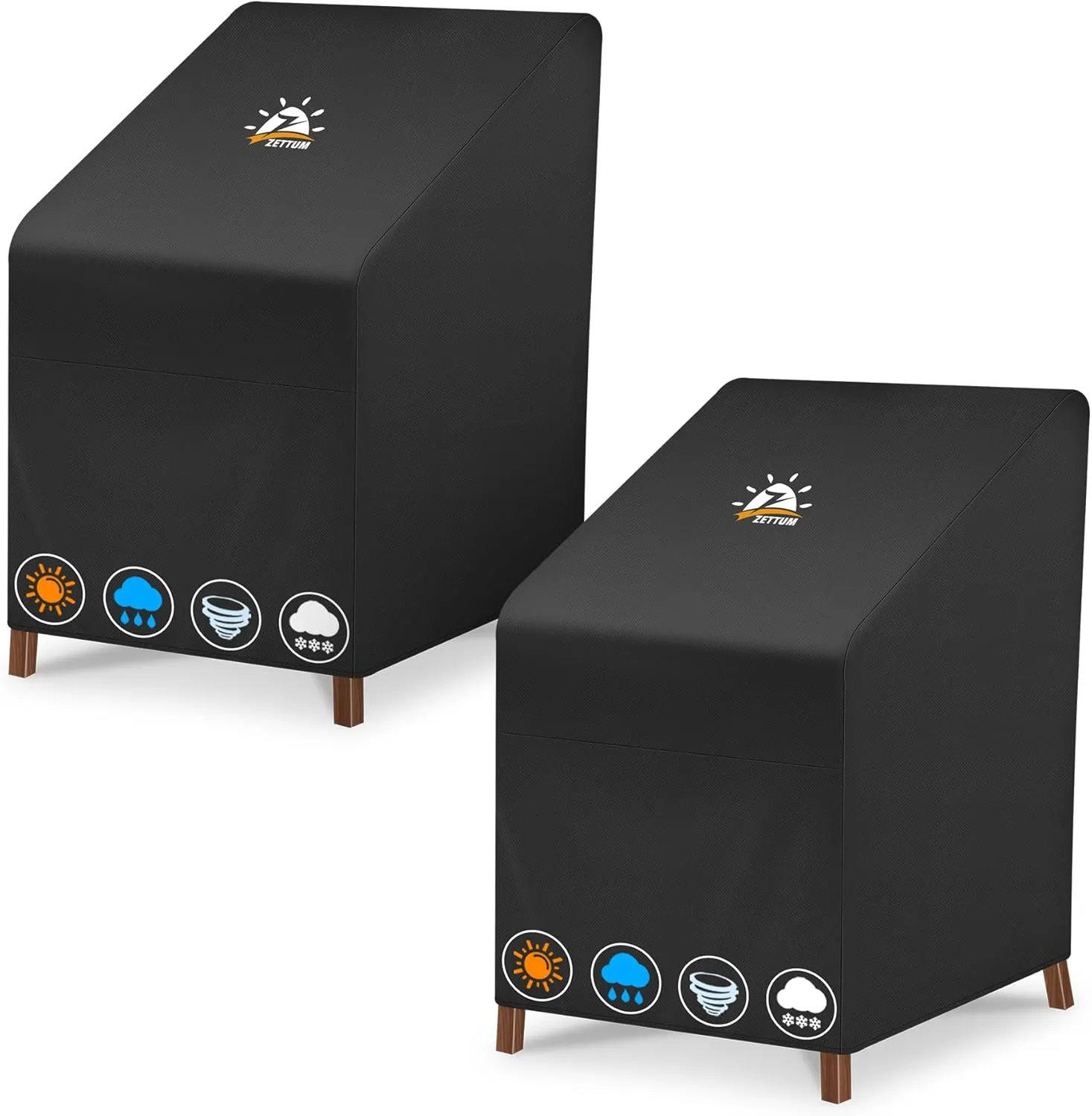 Stackable Patio Chair Cover 2 Pack - 600D Outdoor Chair Cover Waterproof & Heavy Duty, Lawn Furniture Stacking Seat Cover for 4 - 6 Outdoor Stackable Dining Chairs - 28 x 36 x 47 Inch