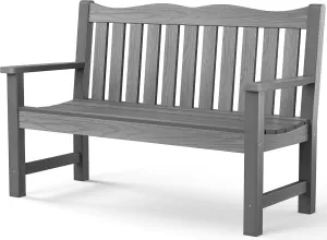 Stoog Outdoor Bench, 2-Person Garden Benches for Outdoors, Waterproof HIPS Patio Bench with 800 lbs Weight Capacity, Never Rot or Fade, Grey