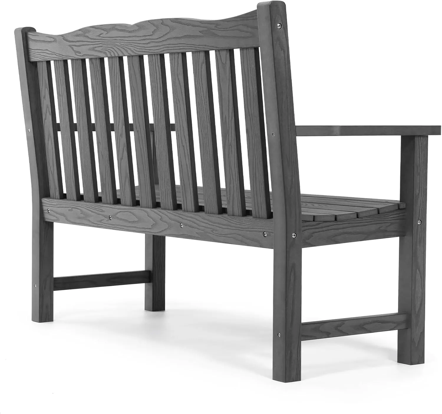 Stoog Outdoor Bench, 2-Person Garden Benches for Outdoors, Waterproof HIPS Patio Bench with 800 lbs Weight Capacity, Never Rot or Fade, Grey