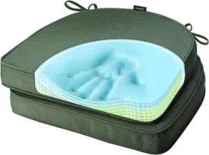 SUNROX Gel Memory Foam Chair Cushions, FadeShield Water-, Stain-Resistant Durable Reversible Seat Cushion Pads with Ties for Indoor/Outdoor Kitchen Dining Office, 19"x19", Set of 2, Heather Fern