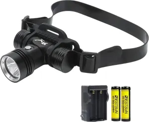 Super Bright High Lumens Diving Headlamp Rechargeable Head Lamp Underwater Scuba LED Dive Headlight Waterproof Swimming Headlamp for Deep Sea Cave Camping Submarine Safety Lights