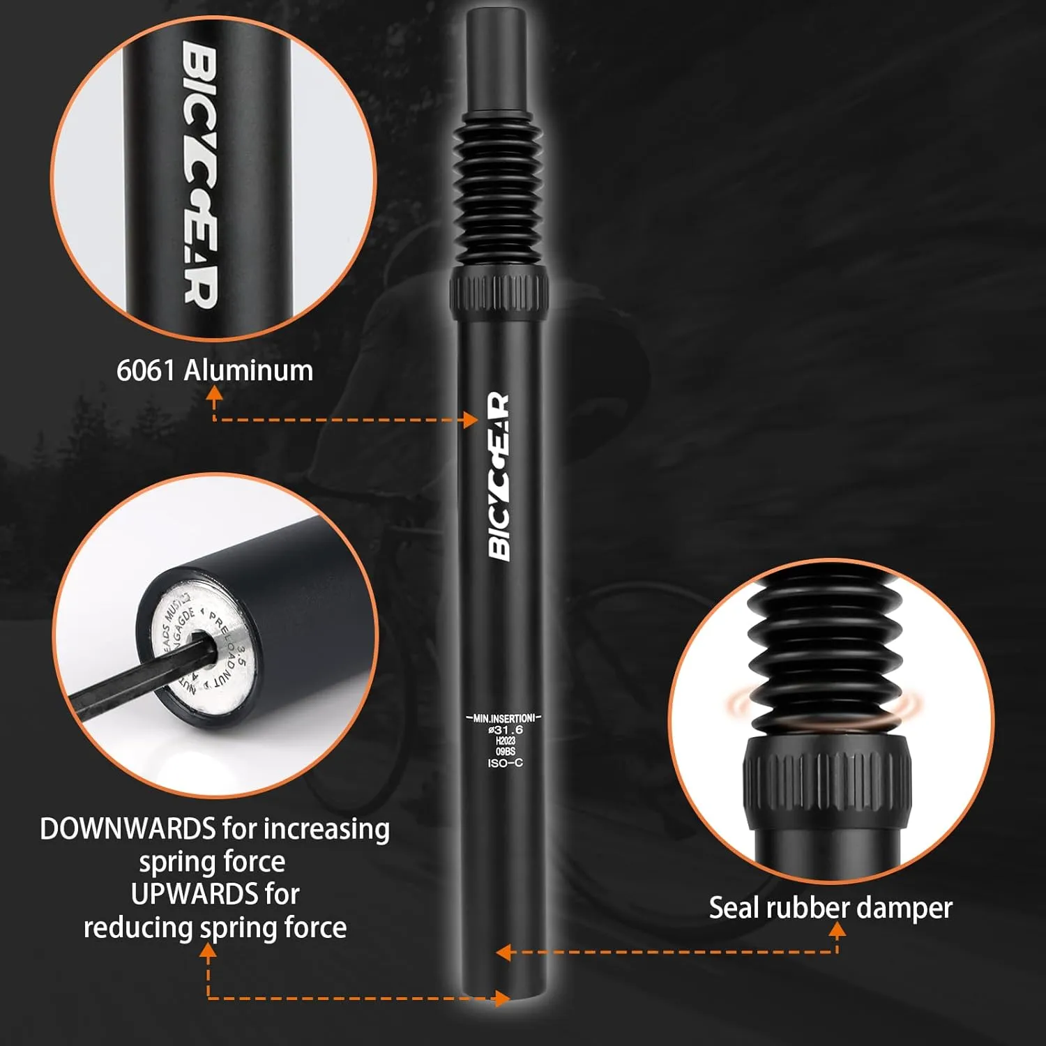 Suspension Seatpost 27.2/30.4/30.9/31.6 Bike Seat Posts with Suspension Headless Bicycle Seat Shock Absorber