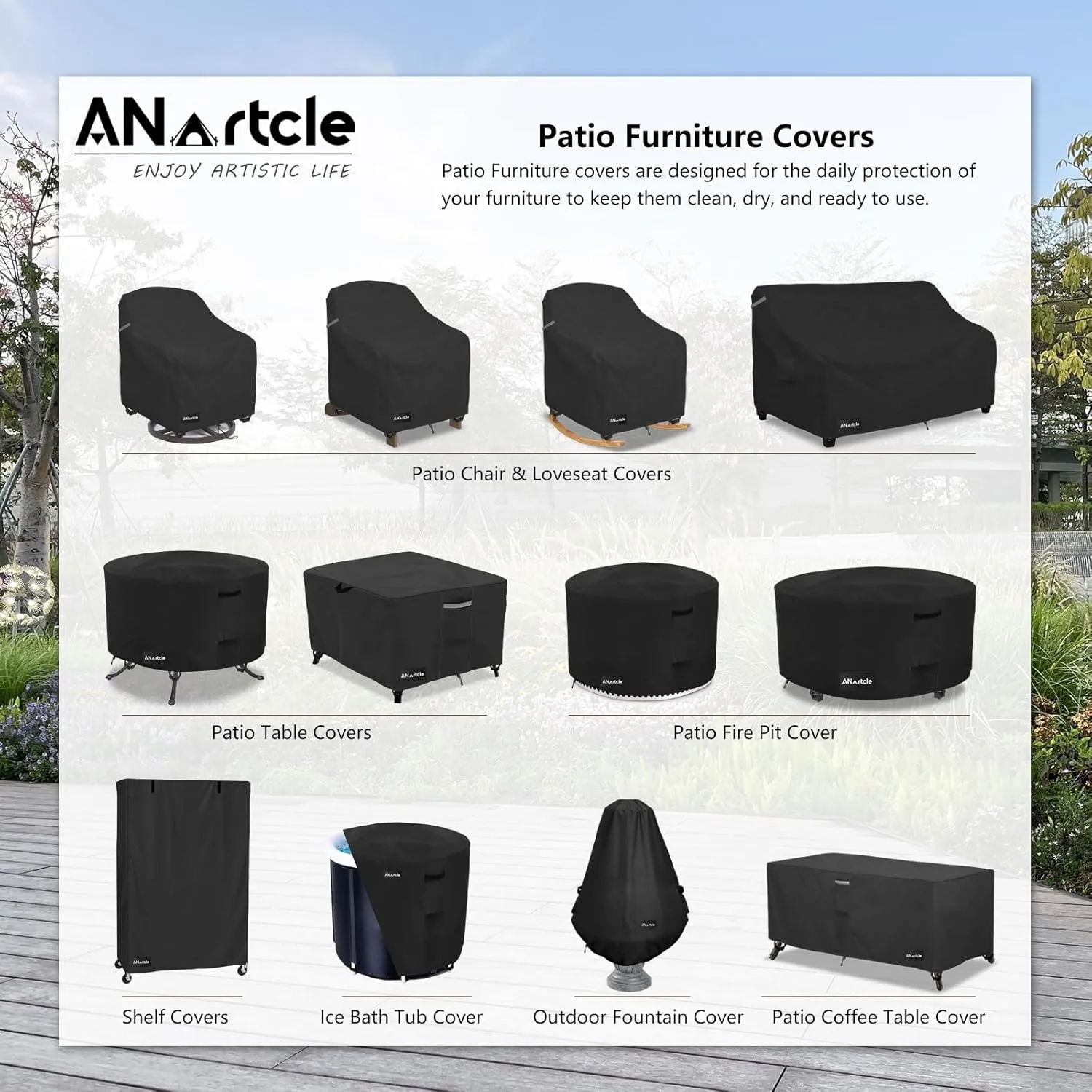 Swivel Patio Chair Covers 2 Pack,Waterproof Heavy Duty Outdoor Chair Covers,Patio Swivel Chair Covers for Outdoor Furniture (30 W x 34 D x 38.5 H inches)Black.