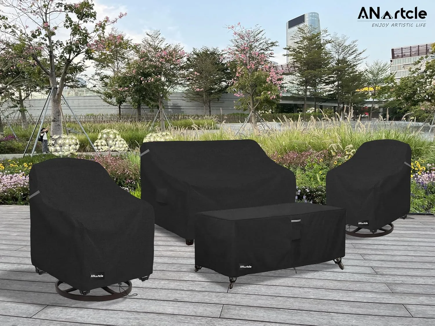 Swivel Patio Chair Covers 2 Pack,Waterproof Heavy Duty Outdoor Chair Covers,Patio Swivel Chair Covers for Outdoor Furniture (30 W x 34 D x 38.5 H inches)Black.