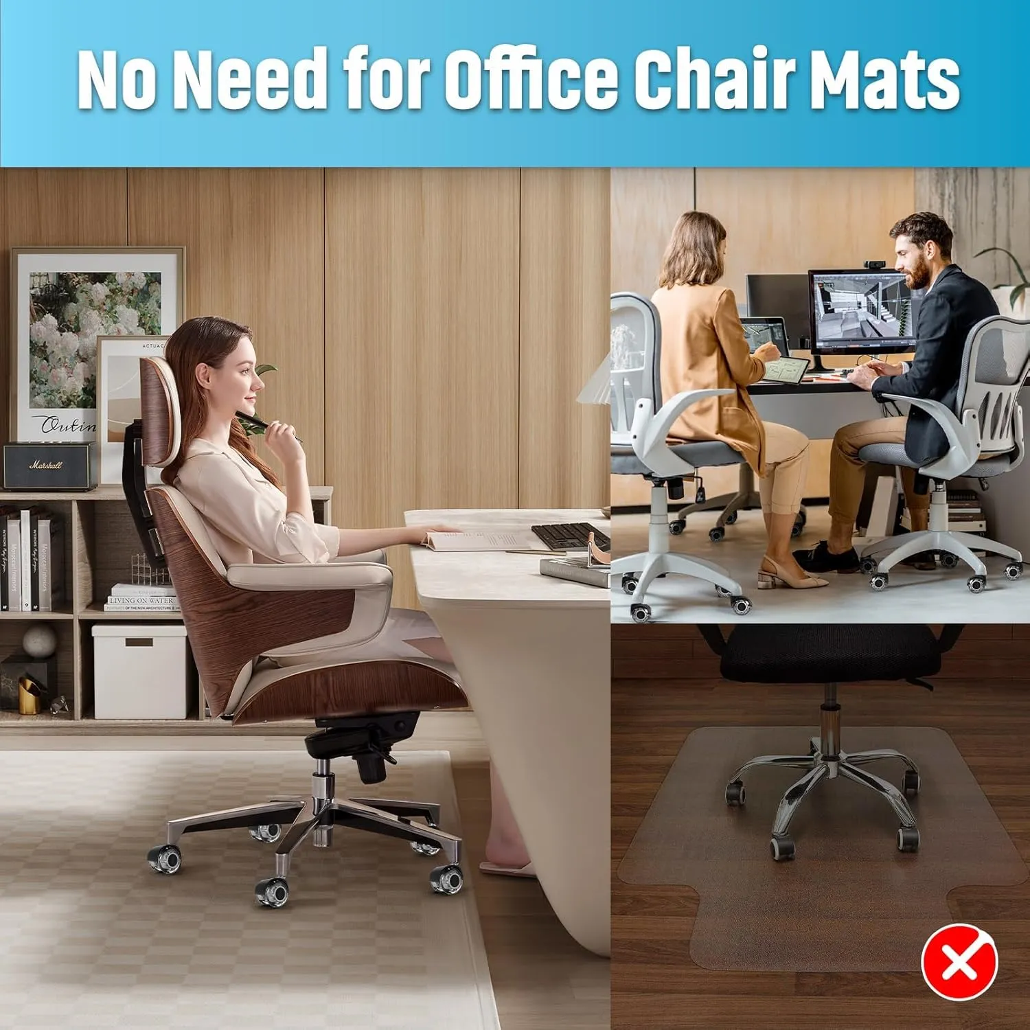 Sytopia Chair Wheels Replacement, Heavy Duty Office Chair Wheels for Hardwood Floors and Carpet, Replaces Mat Rubber Office Casters Universal Accessories Set of 5 Gray